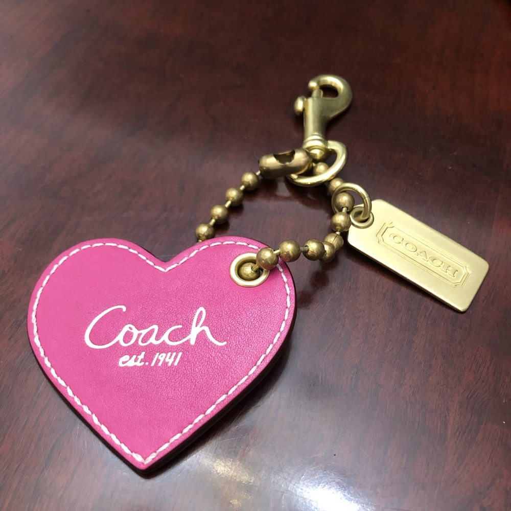 Coach 1941 Leather Heart Keychain